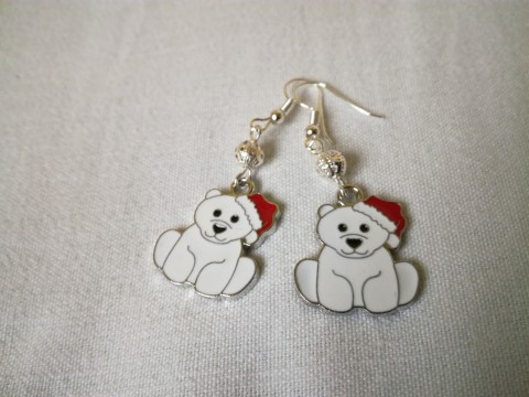 Lední medvídci - náušnice dárek sníh vánoce medvěd vánoční roztomilý lední medívek 