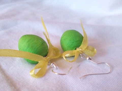 Zelená vajíčka s mašličkou - náušky jaro velikonoce vajíčka vejce 