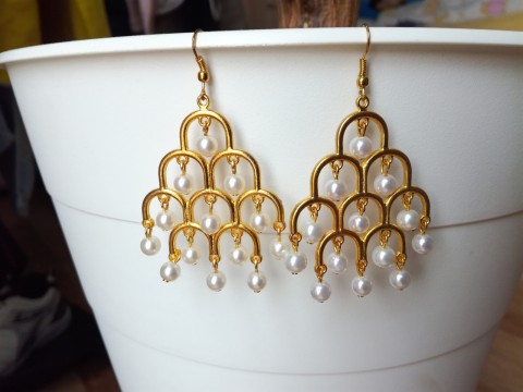 Zlaté s perlami - náušnice visací perly zlaté perlové 