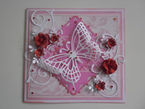 Růžové přání s motýlkem přání 