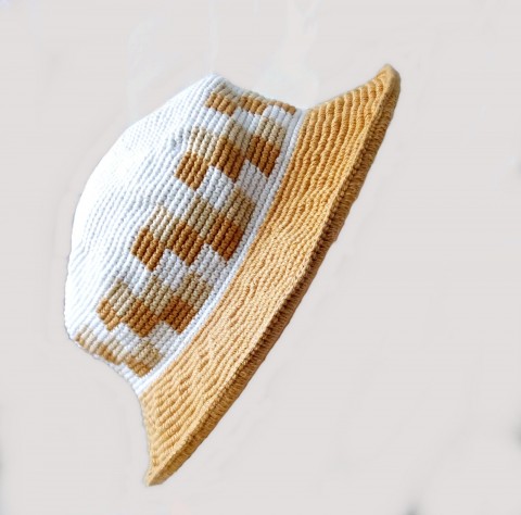 Klobouk kostkovaný bavlna klobouk dámský kostky originál pokrývka krempa handmade karo ručnípráce výztuha 