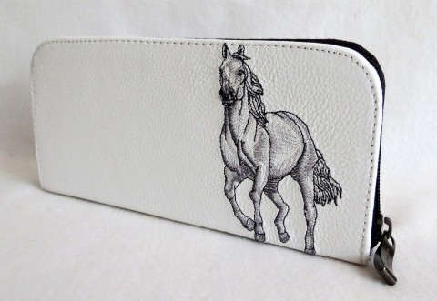 Zipová peněženka Kůň kůň velká bílá kůže zipová imitace semiše na telefon na karty 