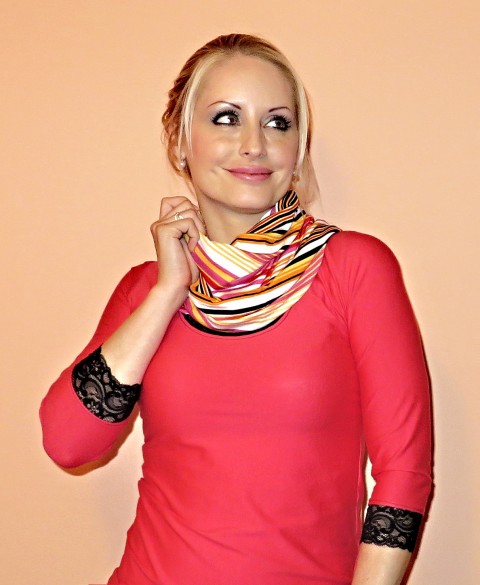 Šála 2 barevné moderní úplet barvy oblečení oděv sexy krátké tričko šály pružné vzory elastické móda pro ženy dámská móda elagantní nová kolekce 