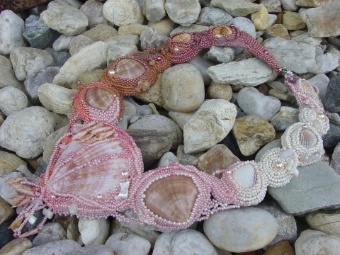 Náhrdelník Neptunova milenka náhrdelník moře růžová mušle hnědá perličky perly 