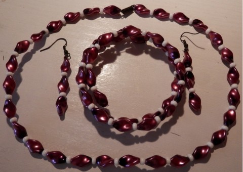 Nádherný vínový set náhrdelník náramek náušnice fialová set 