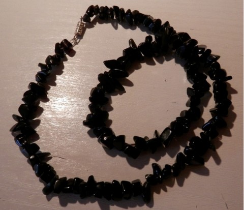 Překrásný černý náhrdelník náhrdelník černý skleněné korálky 
