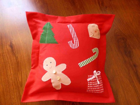 Vánoční polštářek dekorace vánoce vánoční polštář polštářek aplikace červený 