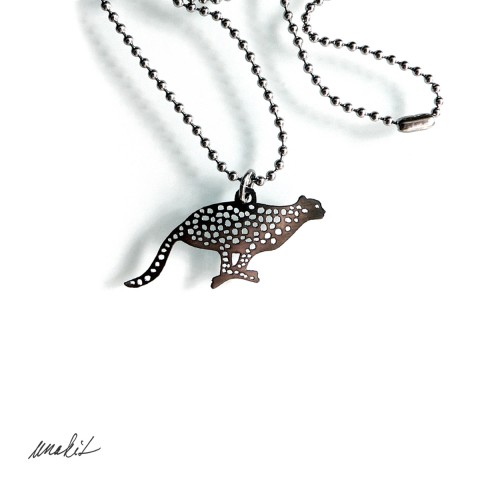 Náhrdelník Gepard z nerezu šperk náhrdelník přívěsek kov řetízek plech nerez šelma miniatura gepard laser vyřezávaní 