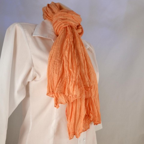 Vrapovaná oranžová šála/pareo/pléd oranžová šála hedvábí šál pléd batikované bordová ručně barvené pareo hodváb 