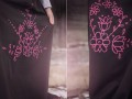 Hnedo-ružová malovaná maxi sukne