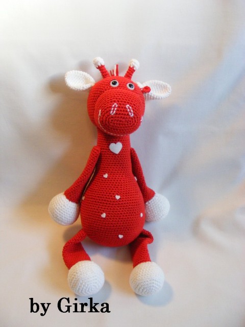 Láska v červenom žirafa červená dekorace vánoce bílá narozeniny srdíčka hračky zoo překvapení deti valentín 