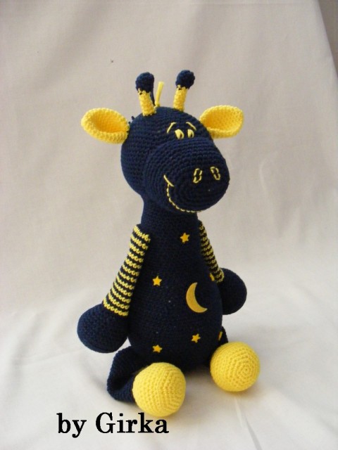 Žirafka Spáčiková žirafa dekorace modrá vánoce narozeniny spaní žlutá hračky noc dárky deti mesiac hviezdy 