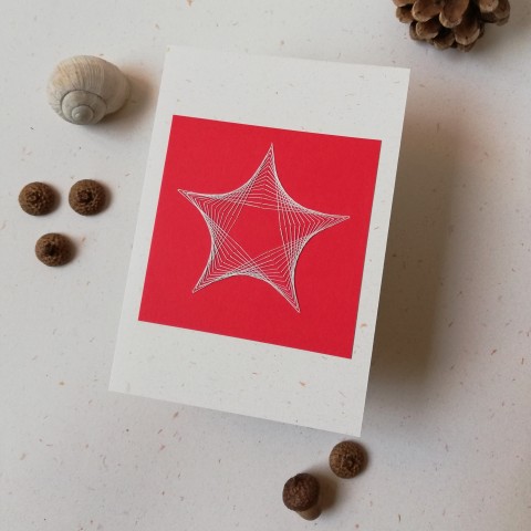 přání vánoční hvězda - bíločervená vánoce přání vyšívání hvězda výšivka dopis 