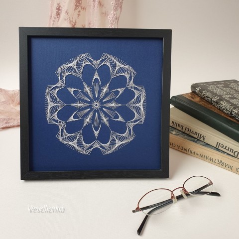 obraz Mandala Modrobílá variace kruh obrázek krajka mandala modrobílá bílomodrá 