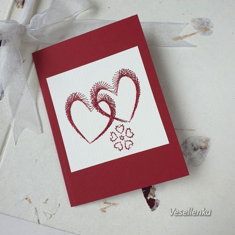 přání Srdce červenobílé přání vyšívání svatba výšivka dopis milenci vyznání 