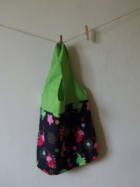 Nákupka slonní zelená taška růžová černá puntík sloni nákupka 