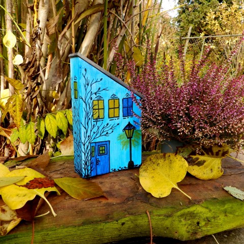 Domeček dekorace dřevěný modrá domeček dekorační domeček malovaný domeček 