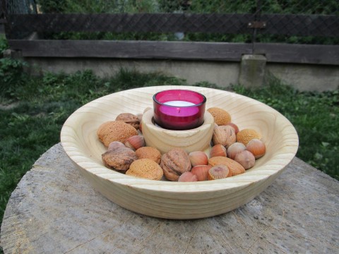misko-svícen z jasanu miska svícen dřevěné 