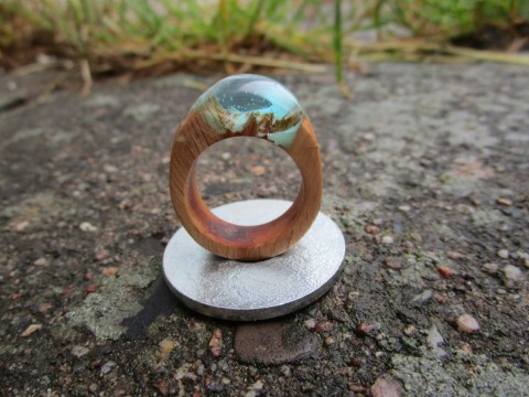 bukový prsten 19 mm - azurová prsten 