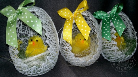 Vajíčkové hnízdečko s kuřátkem dekorace dárek bavlna jaro velikonoce kuřátko kraslice hnízdečko bavlnka vejce vajíčko 