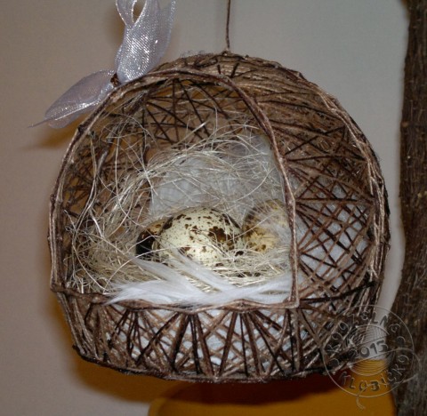 Kukaň s vajíčky hnědá dekorace dárek bavlna jaro velikonoce vajíčka kraslice hnízdečko bavlnka vejce vajíčko 