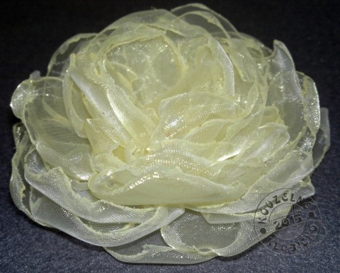 Květ Vanilka spona lístek květ organza korálek špendlík zapínání lotos filc brožový můstek tvar spona na oděv brož z organzy spona z organzy spona na vlasy spona na tašku 