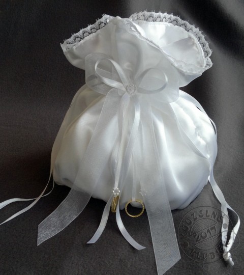VELKÝ měšec ze saténu bílý kabelka svatba svatební měšec svatební doplněk svatební dekorace satenový měšec měšec na peníze měšec na dárek kabelka na ruku 