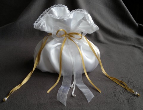 VELKÝ měšec ze saténu zlaté stuhy kabelka svatba svatební měšec svatební doplněk svatební dekorace satenový měšec měšec na peníze měšec na dárek kabelka na ruku 