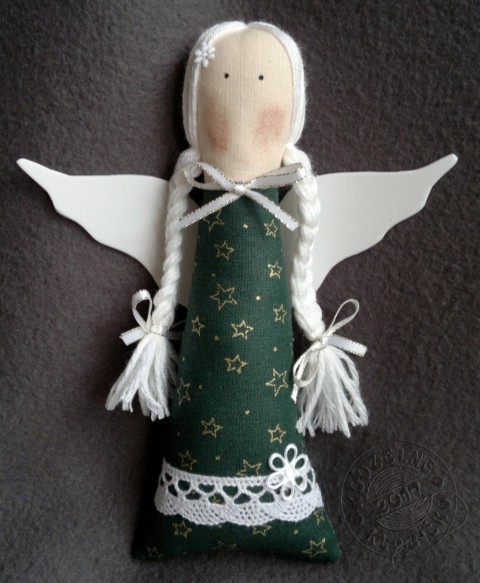 Andělka ZELENÁ vánoce anděl andílek andělíček andělka křidélka vánoční dekorace vánoční dárek šitý anděl 
