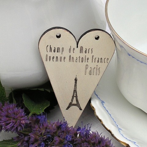 Srdce dekorace s Eiffelovkou srdce decoupage vintage paříž eiffelovka 
