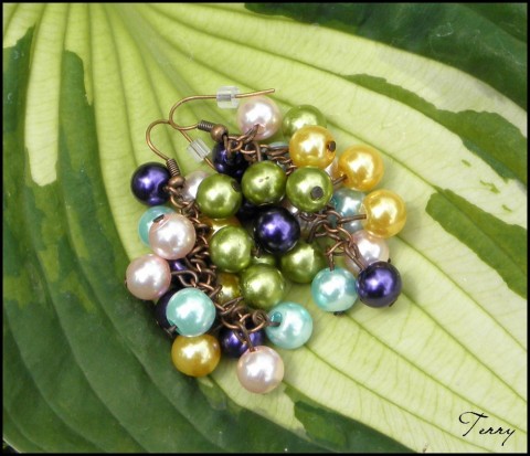 Léto plné barev - náušnice šperk pestrobarevné doplněk náušnice léto perly hrozínky 