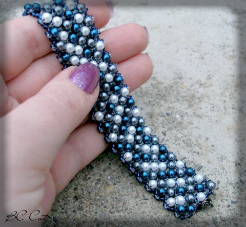 Perlový náramek - modrý šperk doplněk modrá elegantní námořnický do společnosti na večer náramekmek 