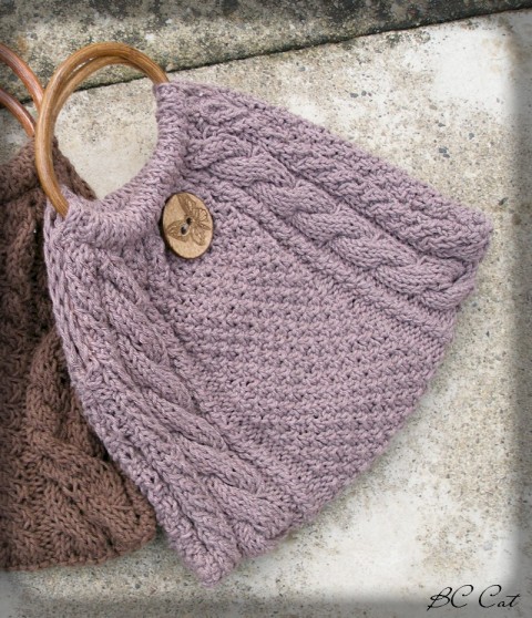 Pletená kabelka kabelka doplněk taška pletení retro knoflík příze stylová na zimu 