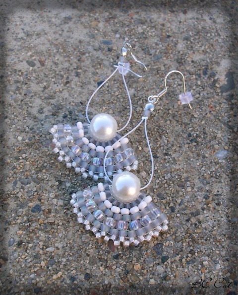 Silver & perl - náušnice šperk náušnice svatba perla vějíř silver doplněk sukýnka 