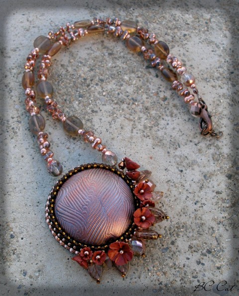 Lorrie - náhrdelník šperk náhrdelník korálky doplněk květy fimo bronz fimošón 