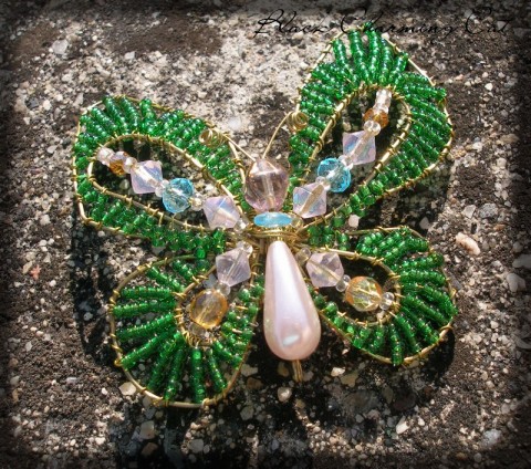 Zelený motýl - brož brož šperk pestrobarevné doplněk motýl jaro drátované 