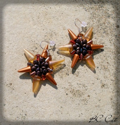 Mořská hvězdice - zlatohnědá šperk moře doplněk náušnice star nápadné hvězdice spike 