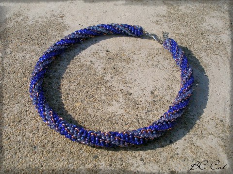 O-Twin Blue - náhrdelník šperk korálky moře doplněk had rokajl obloha bouře modř twin superduo náherdelník 