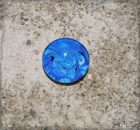 Kabošon 25 mm - moře sklo sklíčko malovaný originál pestrobarevný materiál kabošon skleněný jedinečný mugle neopakovatelný 