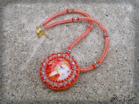 Naranja - náhrdelník šperk náhrdelník korálky doplněk náušnice oranžová dívka výrazné nápadné kabošon energie 