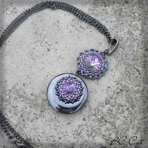 Violet Star - náhrdelník šperk náhrdelník přívěsek doplněk violet hvězda květ star hematit noc tajemství rivolka 