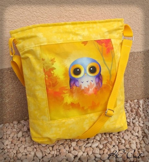 Kabelka sovička - žlutá radost barva kabelky taška fantazie sova sovička veselá pestrobarevná 