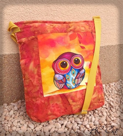 Kabelka sovička - oranžová radost barva kabelky taška fantazie sova sovička veselá pestrobarevná 