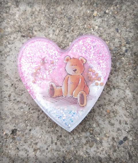 Magnetka ve tvaru srdce  - medvídek srdce dekorace pestrobarevné dárek květina medvídek medvěd magnetka magnet pro radost 