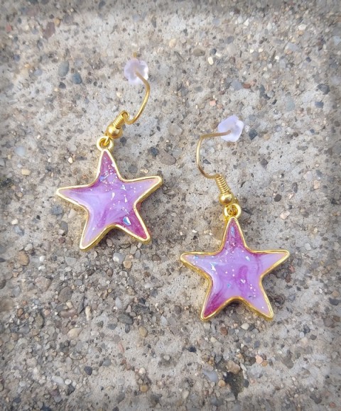 Hvězdičky - lila + šeřík šperk doplněk náušnice hvězda steampunk obloha galaxie hvězdička 