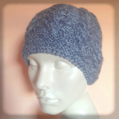Pletená čepice - modrá no.2 kulich zima čepice háčkování akryl pokrývka hlavy módní doplněk 