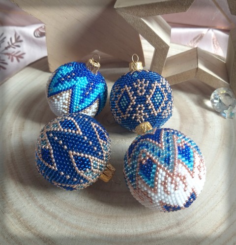 Set korálkových baněk - modrá dekorace korálky vánoce sada ozdoba baňky koulička set vánoční ozdoba ozdůbka na stromeček baňka vánoční stromeček 