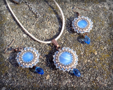 sada - Ledově modrá šperk korálky doplněk náušnice autorský originál led rivolka 