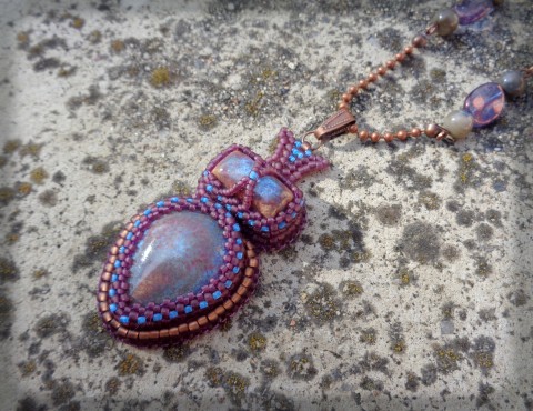 Roja - náhrdelník šperk náhrdelník korálky doplněk fialová kapka slza kabošon kerašon 