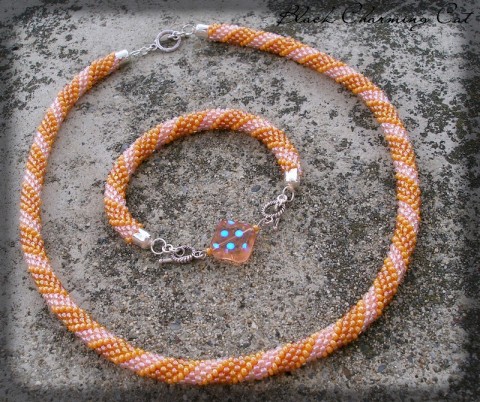 Piňakoláda - náhrdelník + náramek šperk náhrdelník náramek doplněk oranžová háčkovaný sada medová čirá piňakoláda 